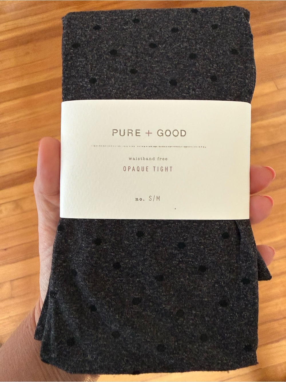 Anthropologie Pure + Good Opaque Tights  Charcoal and black polka dot S/M NWT